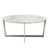 Paige Round Coffee Table - White/Stainless Steel