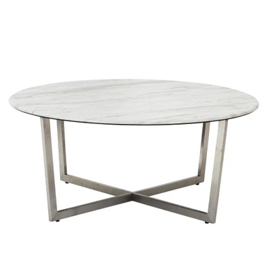 Paige Round Coffee Table - White/Stainless Steel - Image 5