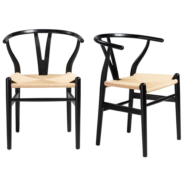 Tia Dining Chair Black/Natural - Set Of 2