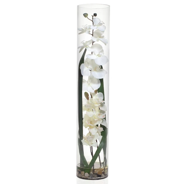 Faux Orchid In Glass Vase