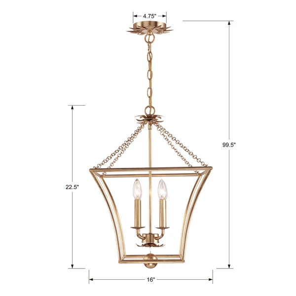 Pagoda Chandelier - Antique Gold - Image 3